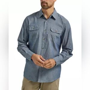 NWT Wrangler Authentics Dark Blue Chambray Shirt